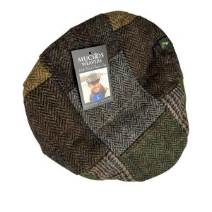 Mucros Weavers Trinity Patch Cap Wool Tweed Ireland Flat Cap Hat S NWT